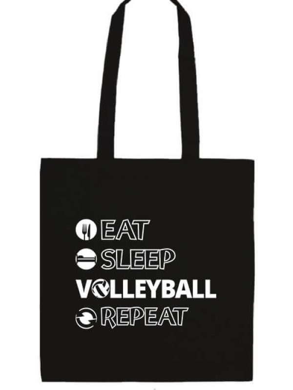 Hosszú fülű táska eat sleep volleyball repeat fekete