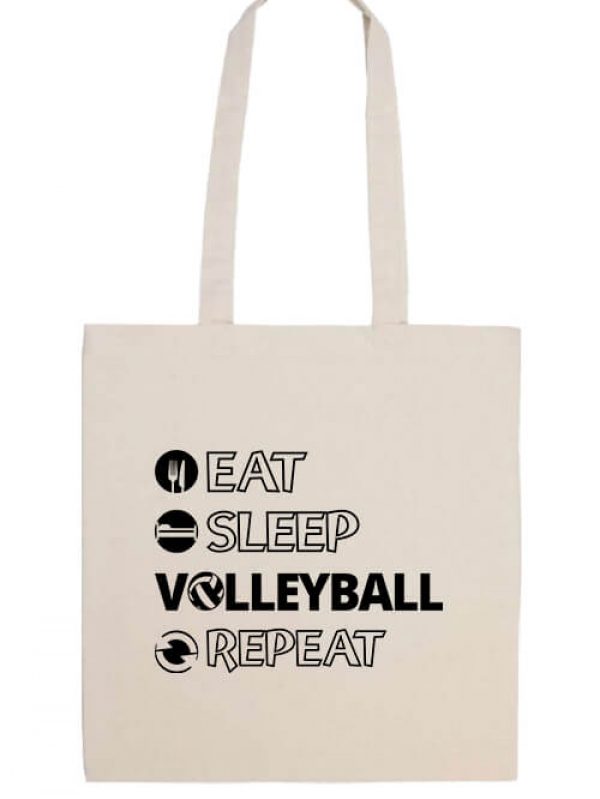 Hosszú fülű táska eat sleep volleyball repeat natúr