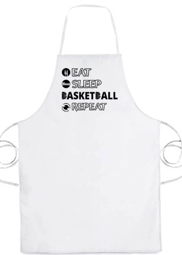 Eat sleep basketball repeat- Prémium kötény - Fehér