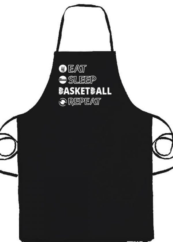 Eat sleep basketball repeat- Prémium kötény - Fekete