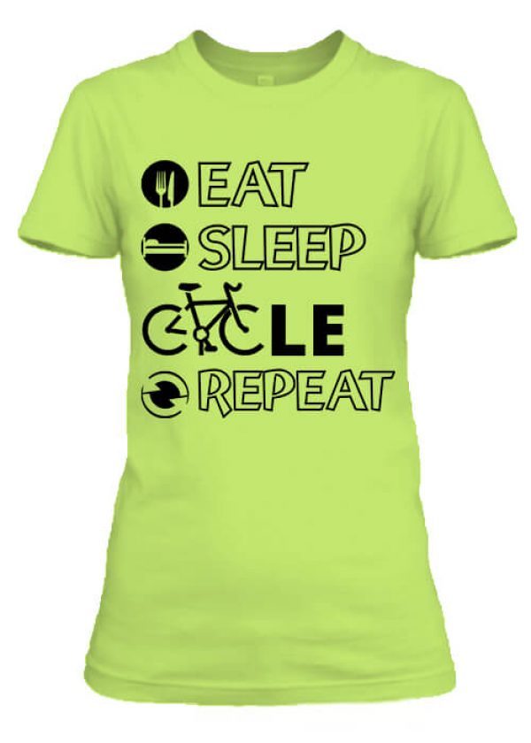 Női póló eat sleep cycle repeat almazöld