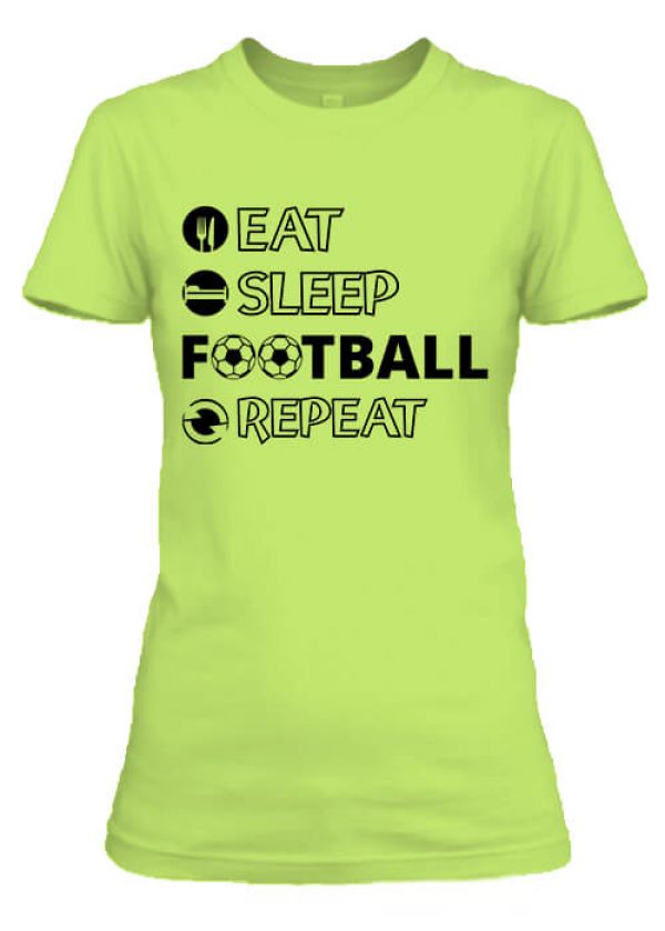 Női póló eat sleep football repeat almazöld