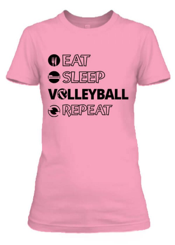 Női póló eat sleep volleyball repeat pink