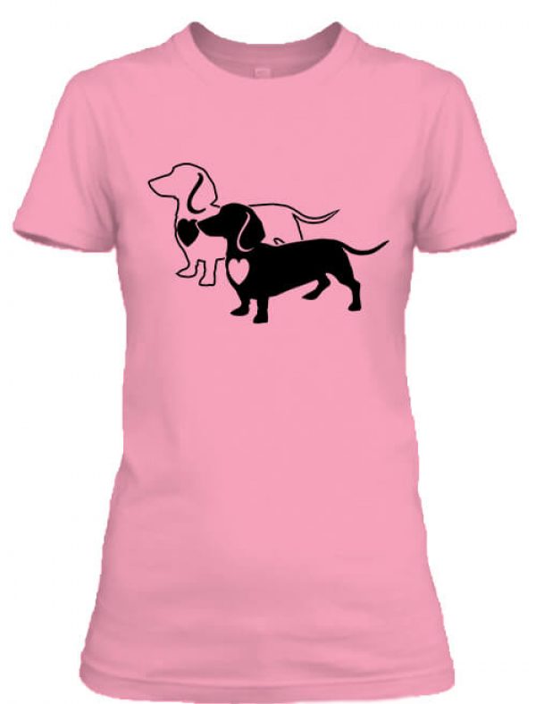 Női póló I love tacskó pink