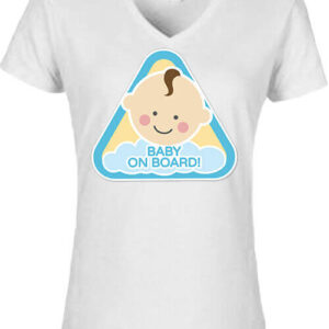 Baby on board fiú – Női V nyakú póló