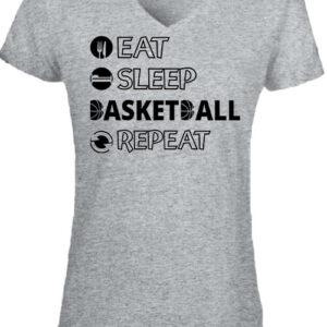 Eat sleep basketball repeat – Női V nyakú póló