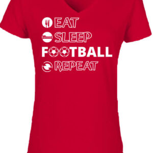 Eat sleep football repeat – Női V nyakú póló