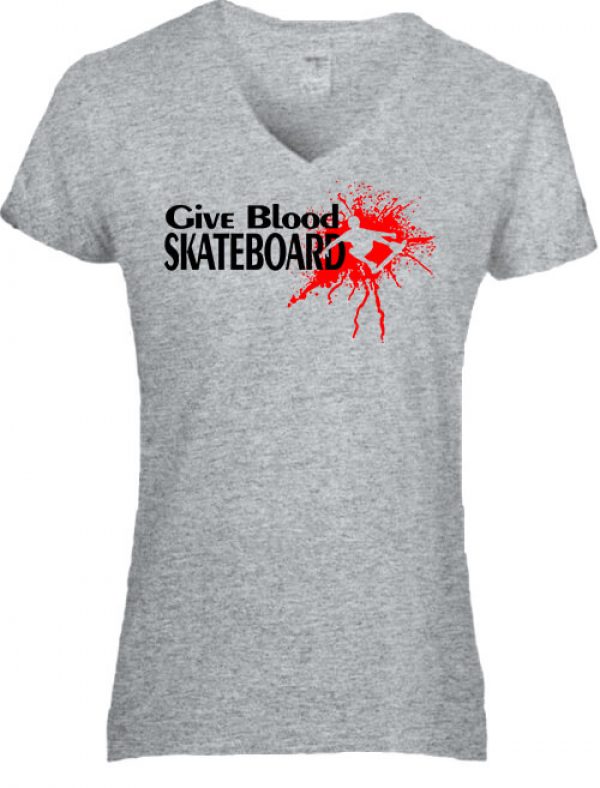 Give blood skateboard gördeszka - Női V nyakú póló