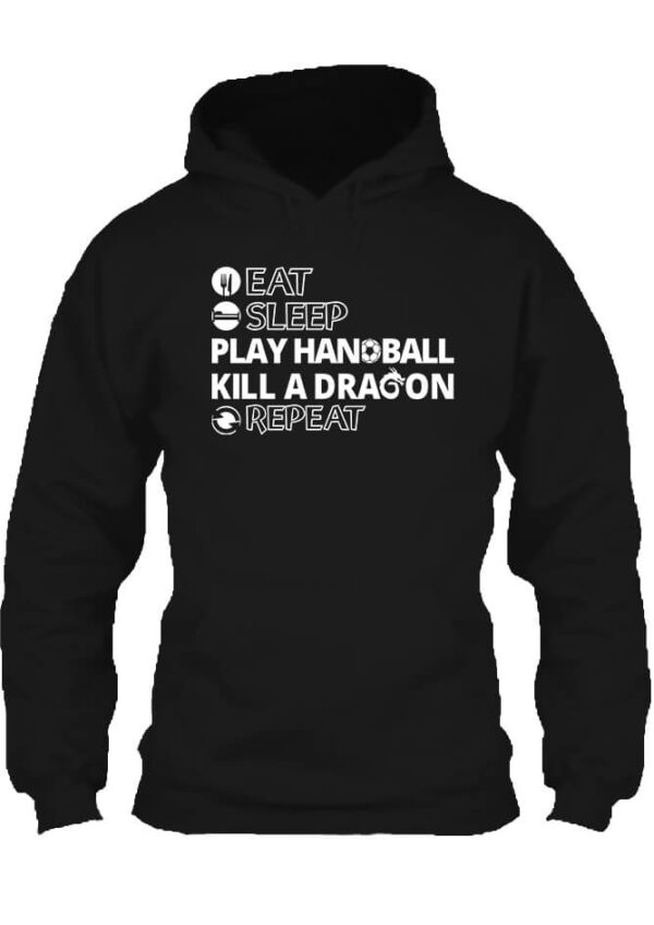 Pulóver eat sleep play handball repeat fekete