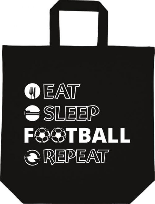 Rövid fülű táska eat sleep football repeat fekete
