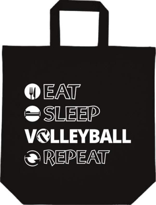 Rövid fülű táska eat sleep volleyball repeat fekete
