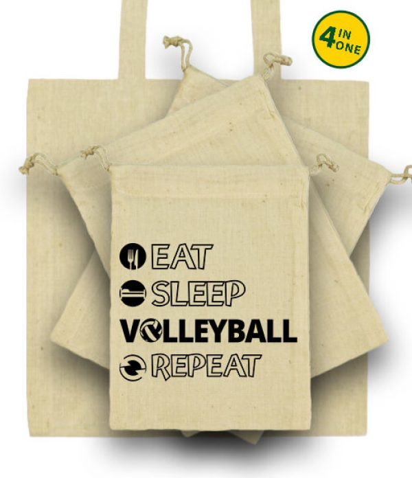 Táska szett eat sleep volleyball repeat natúr