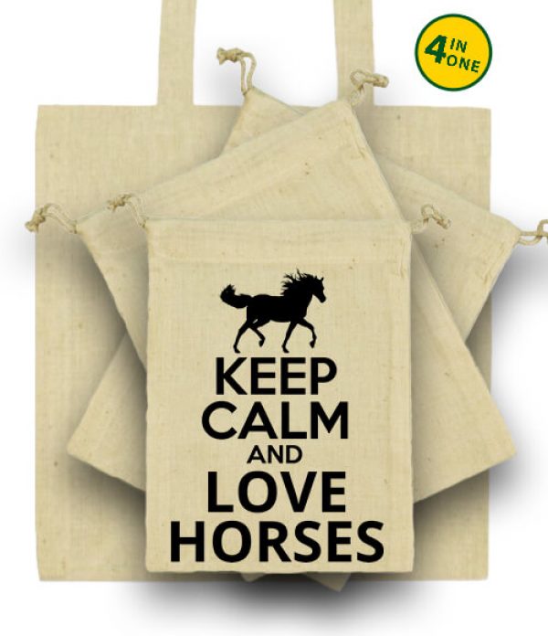 Keep calm and love horses - Táska szett - Natúr