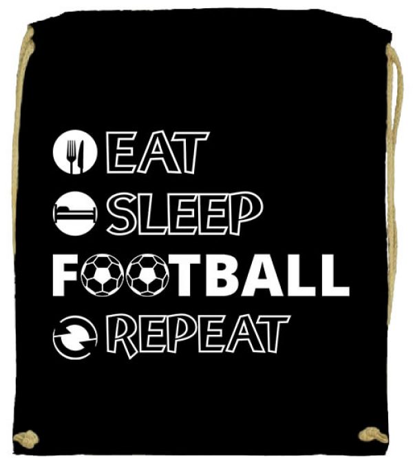 Tornazsák eat sleep football repeat fekete