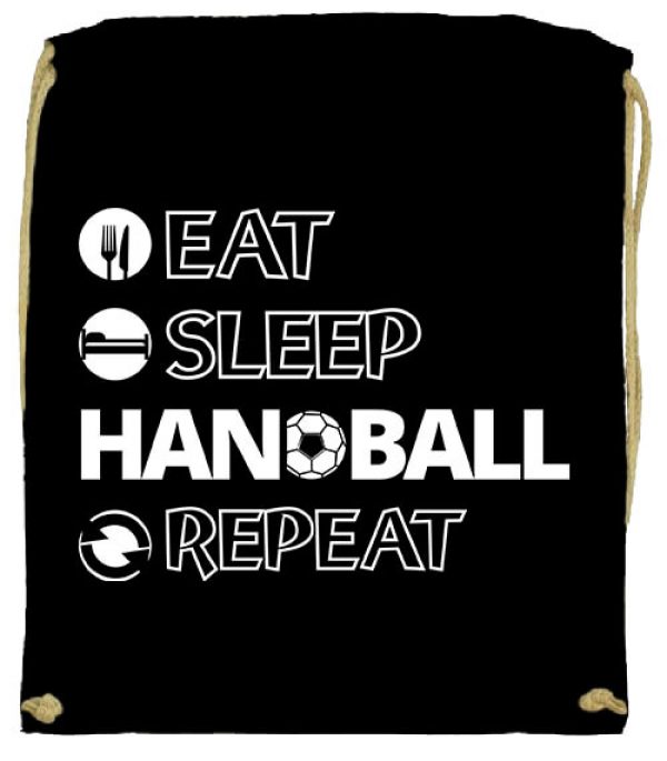 Tornazsák eat sleep handball repeat fekete