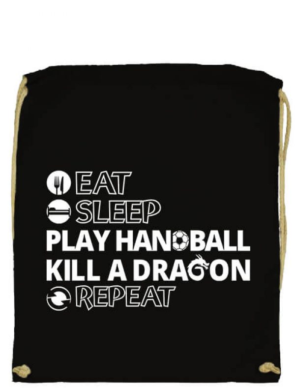 Tornazsák eat sleep play handball repeat fekete