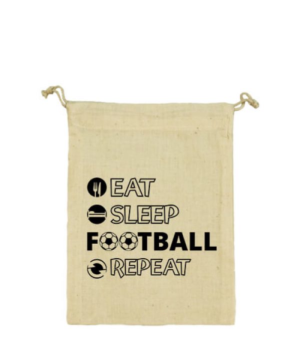 Vászonzacskó eat sleep football repeat natúr