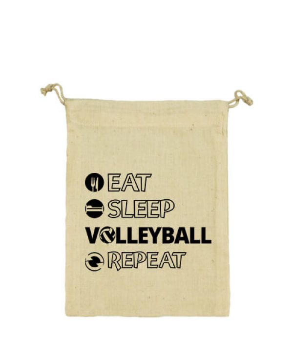 Vászonzacskó eat sleep volleyball repeat natúr