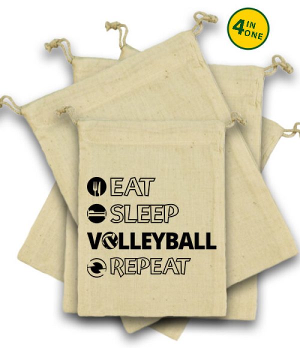 Vászonzacskó szett eat sleep volleyball repeat natúr