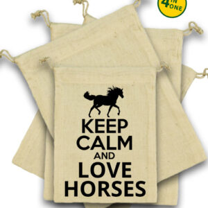 Keep calm and love horses lovas – Vászonzacskó szett