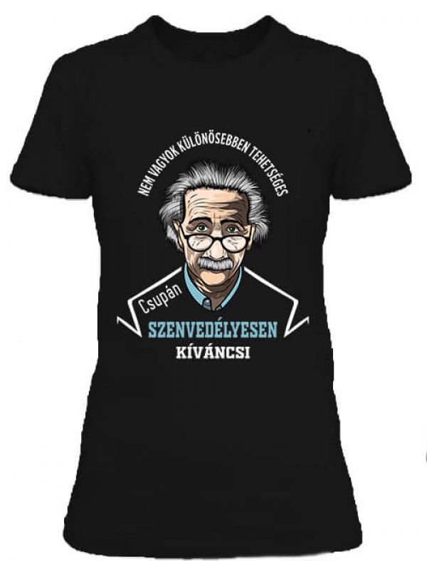 Női póló Szenvedélyes Einstein fekete