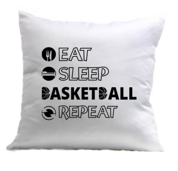 Párna Eat sleep basketball repeat fehér