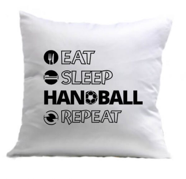 Párna Eat sleep handball repeat fehér