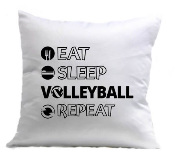 Párna Eat sleep volleyball repeat fehér