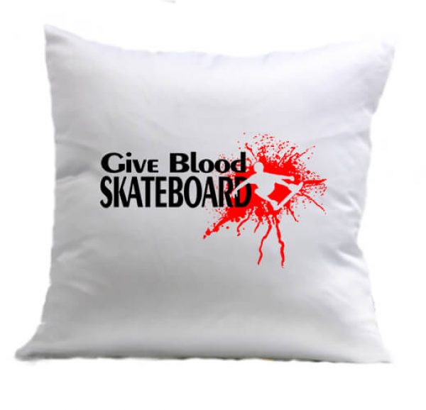 Párna Give blood skateboard gördeszka fehér