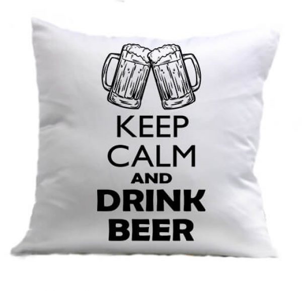 Párna Keep calm beer sör fehér