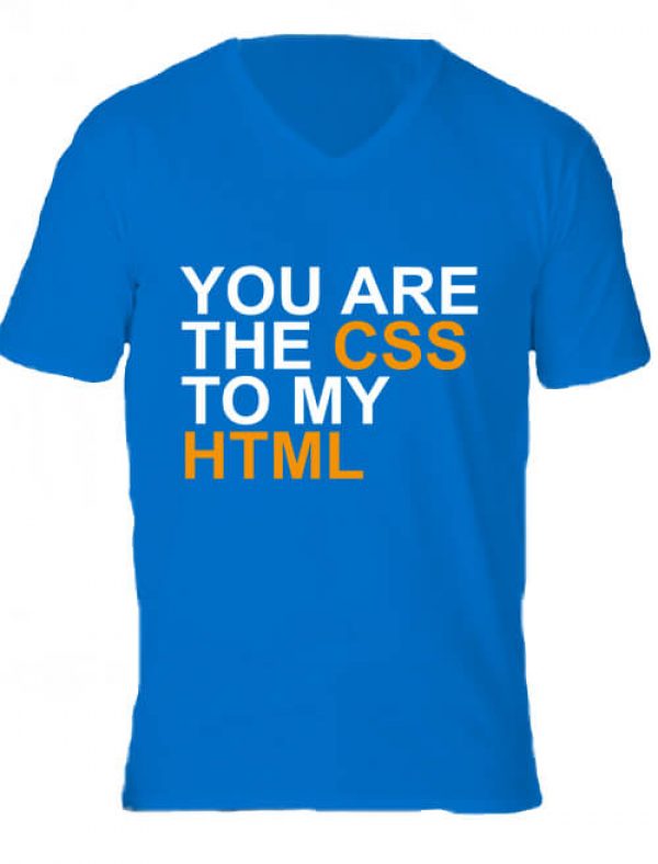 Férfi V nyakú póló You are the CSS to my HTML királykék