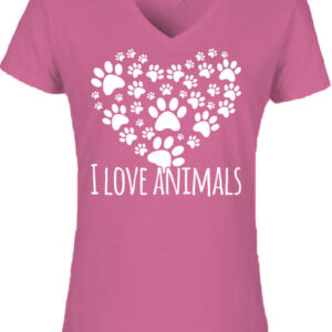 I love animals – Női V nyakú póló