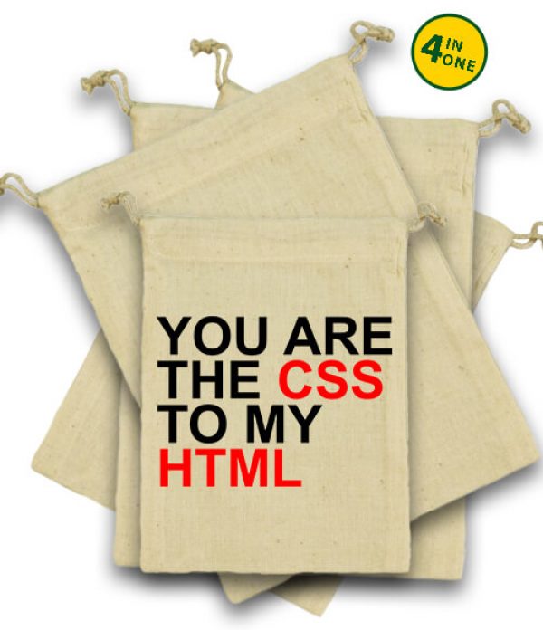 Vászonzacskó szett You are the CSS to my HTML natúr