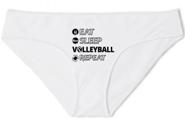 Női bugyi Eat sleep volleyball repeat fehér