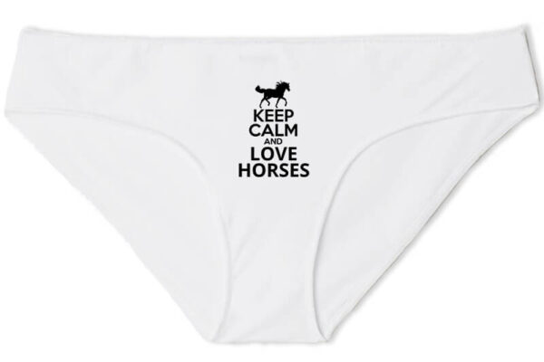Női bugyi Keep calm and love horses fehér