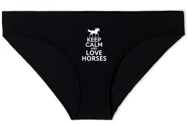 Női bugyi Keep calm and love horses fekete