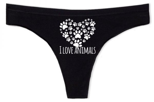 Tanga I love animals fekete