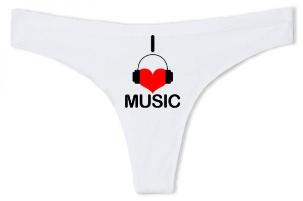 Tanga I love music fehér