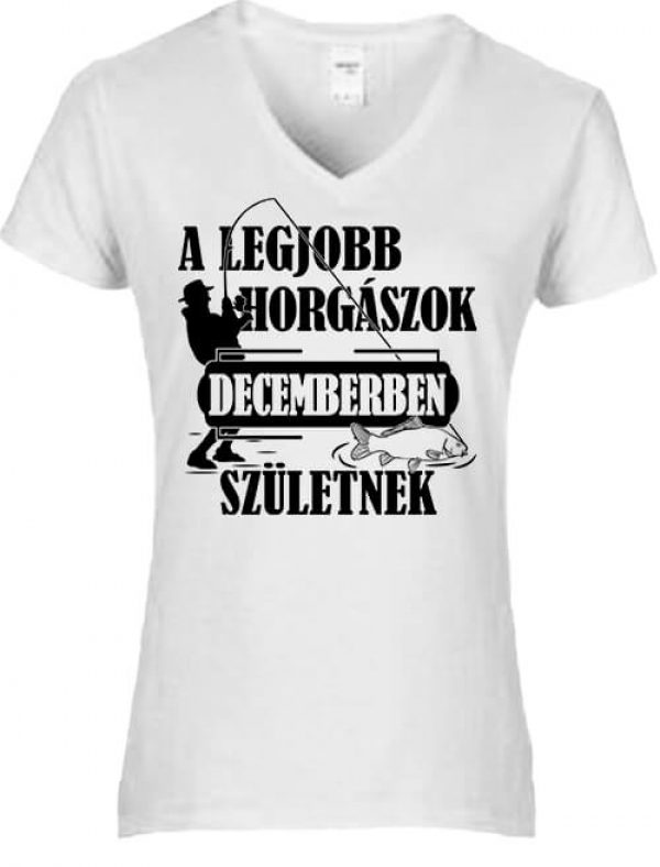 Decemberi horgászok - Női V nyakú póló