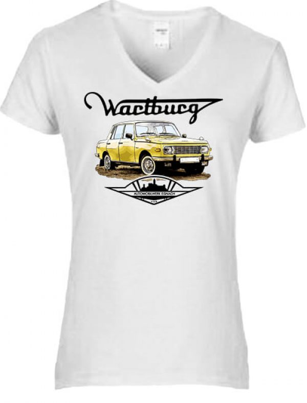 Női V nyakú póló Wartburg fehér