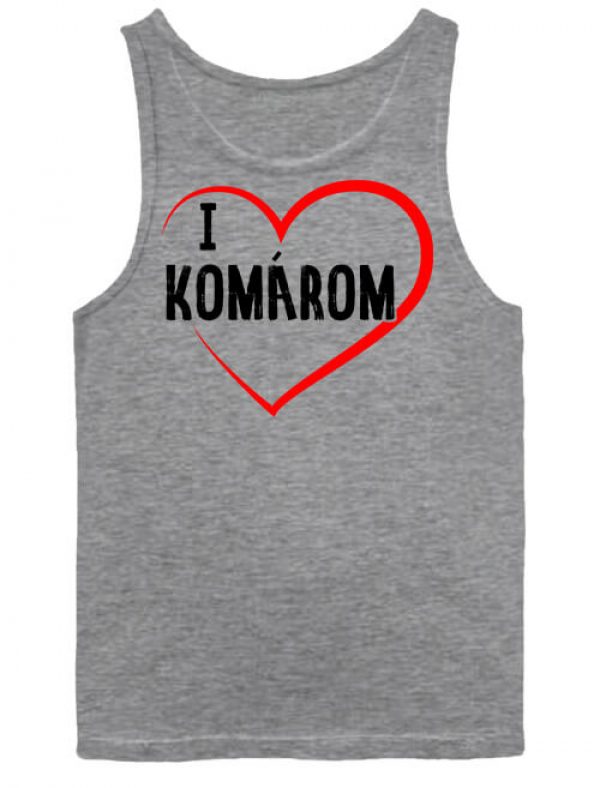 Férfi ujjatlan póló I love Komárom szürke