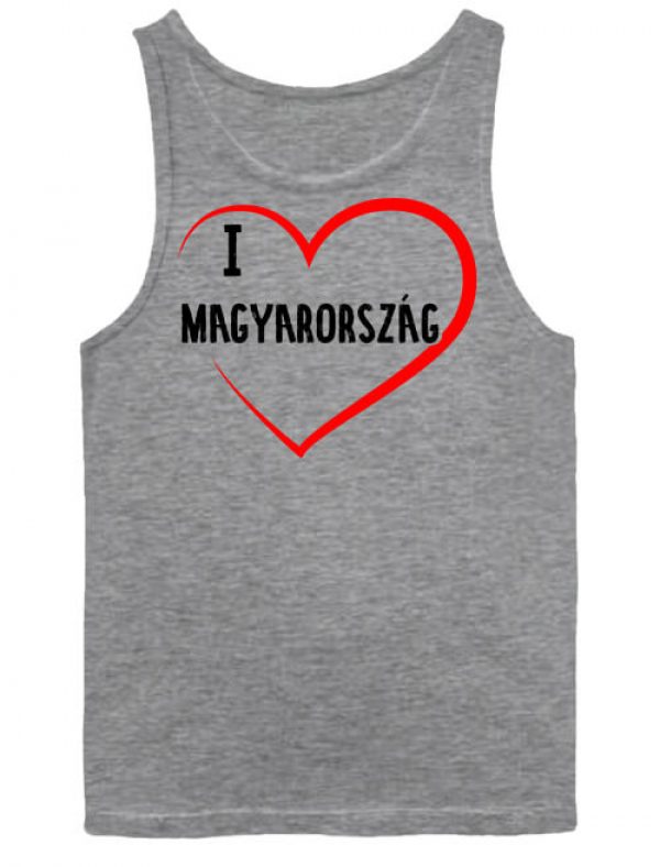 Férfi ujjatlan póló I love Magyarország szürke