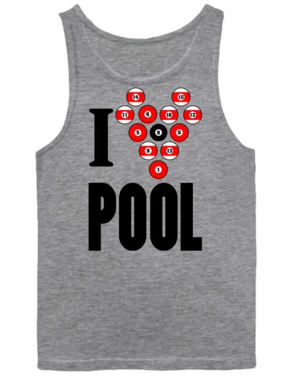 Férfi ujjatlan póló I love pool billiárd szürke