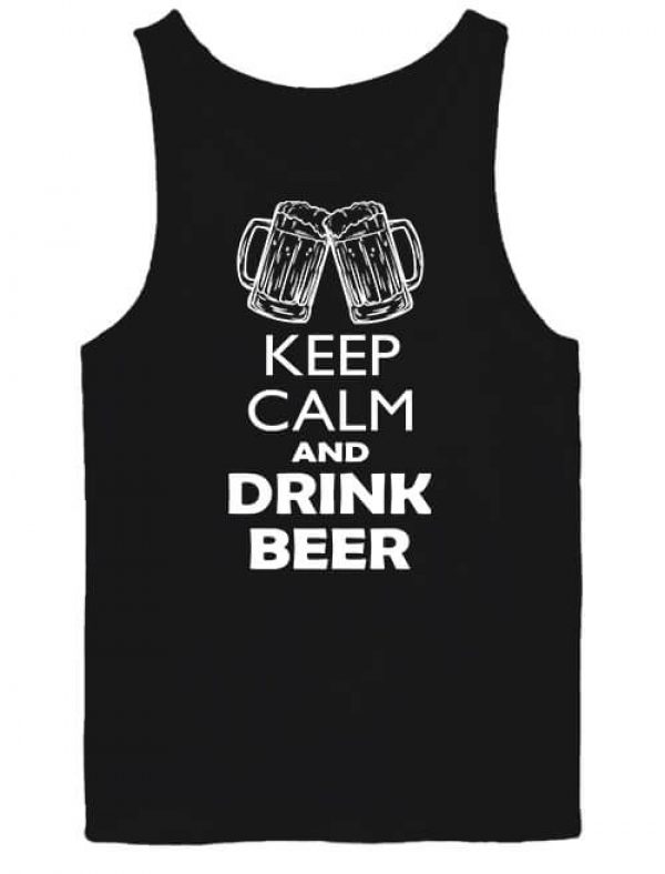 Férfi ujjatlan póló Keep calm beer sör fekete