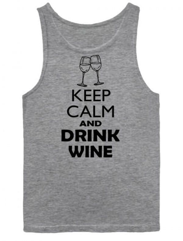 Férfi ujjatlan póló Keep calm bor szürke