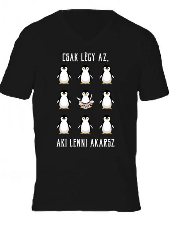 Férfi V nyakú póló Légy aki lenni akarsz fekete
