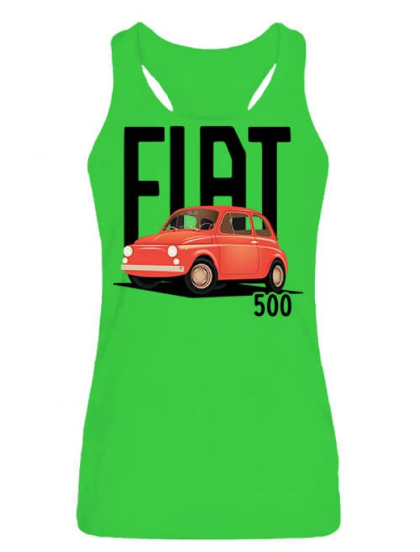 Női ujjatlan póló Fiat 500 lime