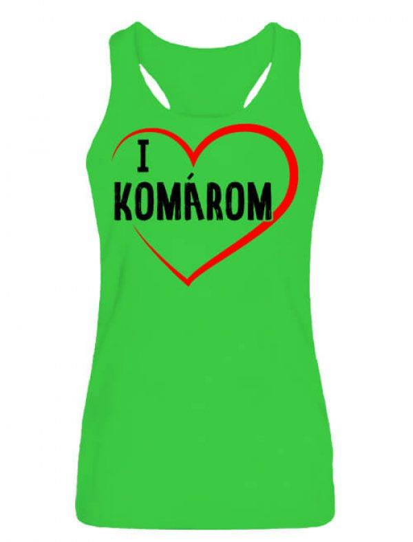 Női ujjatlan póló I love Komárom lime