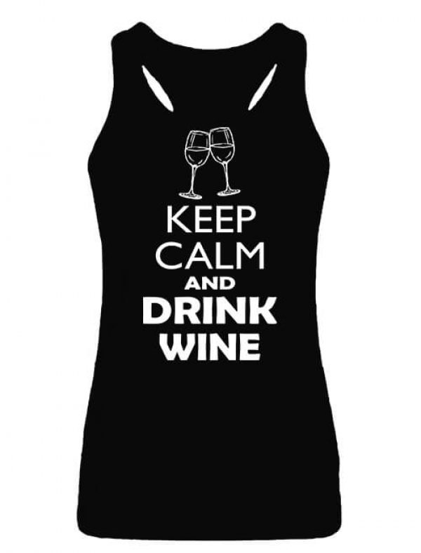 Női ujjatlan póló Keep calm bor fekete