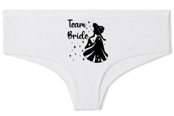 Francia bugyi Team Bride Királykisasszony lánybúcsú fehér